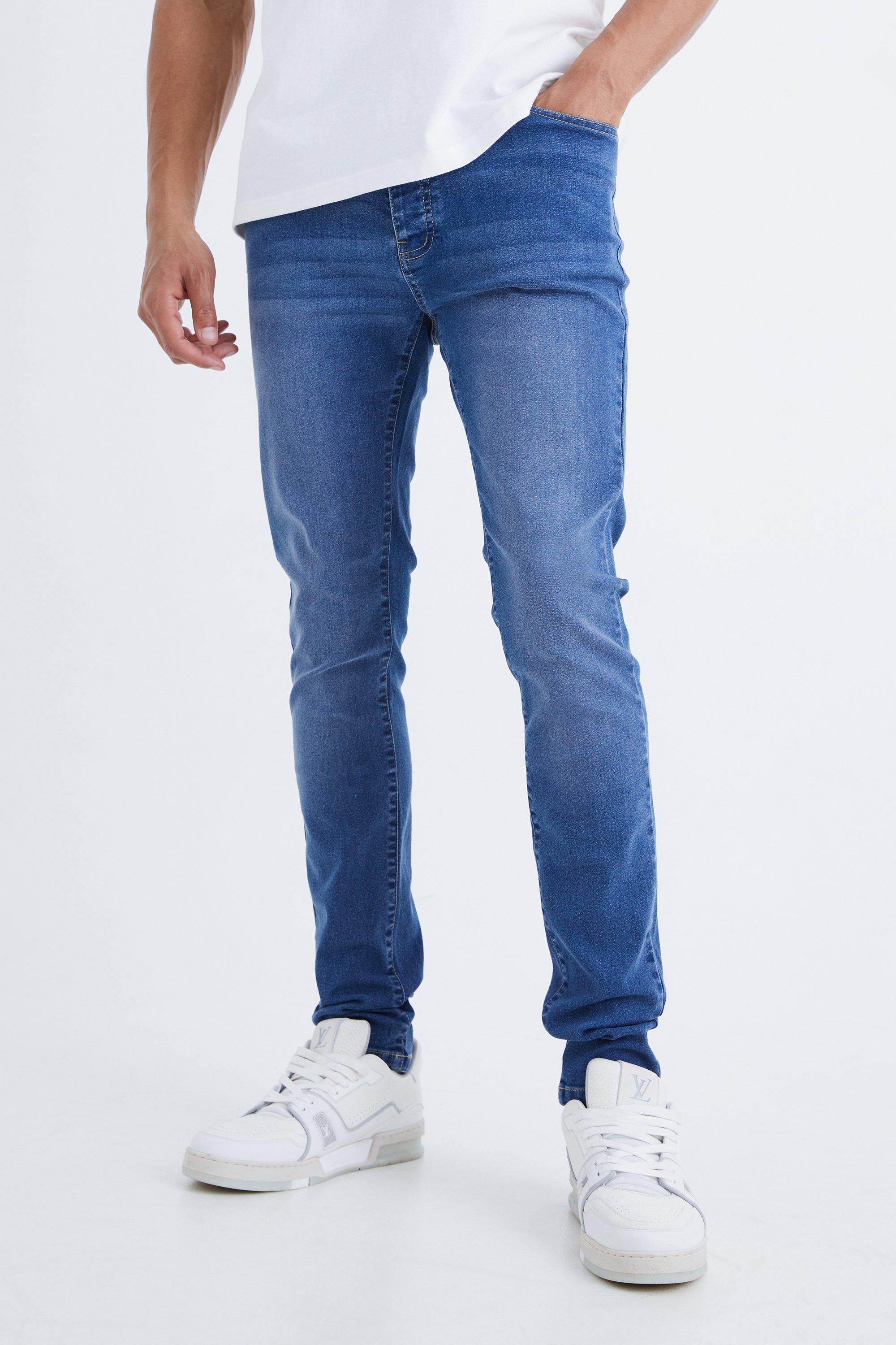 Mens Blue Tall Skinny Stretch Jeans, Blue